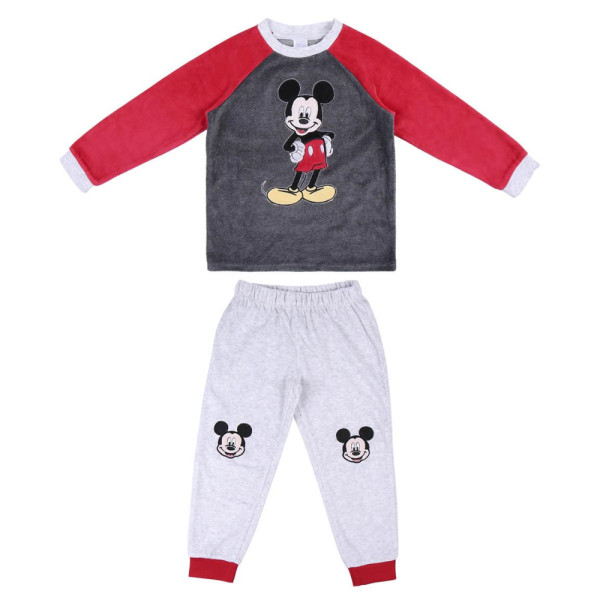Pijama Manga Larga Mickey Mouse Gris y Burdeos Niño
