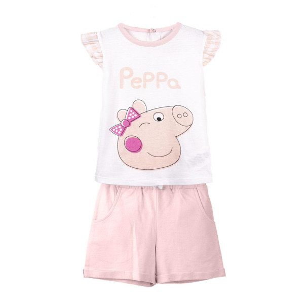 Pijama Manga Corta Peppa Pig Face Rosa Niña
