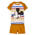 Pijama Manga Corta Mickey Mouse Naranja a Rayas Niño