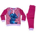 Pijama Manga Larga Stitch Sentado Fucsia Niña