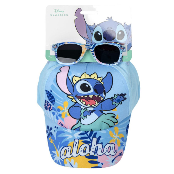 Set Gorra y Gafas Stitch Aloha Azul Niño