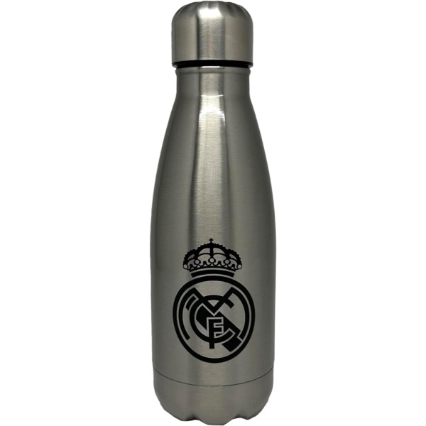 Botella de Acero Inoxidable Real Madrid Plateada Letras Negras 550 ML
