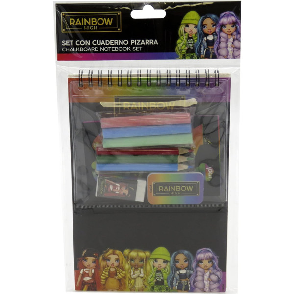 Set de Papelería con Cuaderno de Pizarra Rainbow High