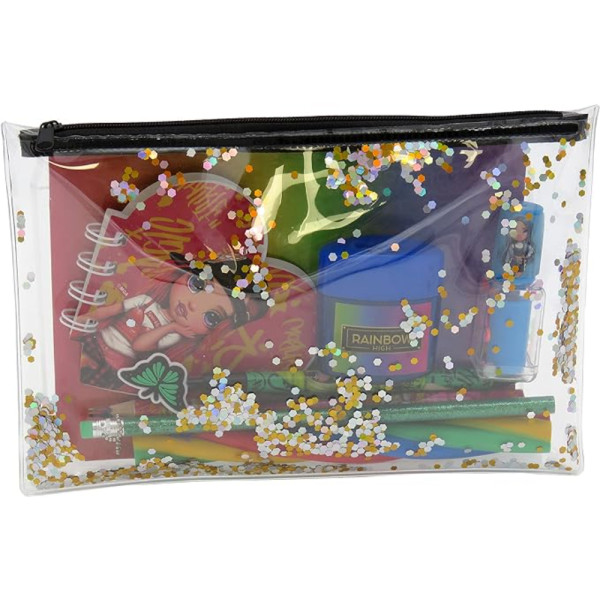 Estuche Portatodo Jumbo Transparente con Material Rainbow High