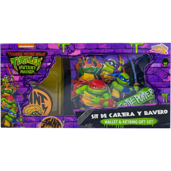 Set Cartera y Llavero Tortugas Ninja En Caja
