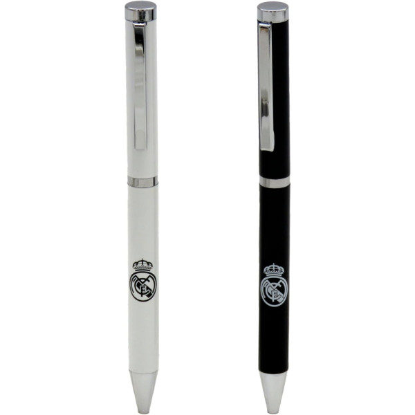 Set 2 Bolígrafos Metálicos Real Madrid Blanco y Negro