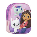Mochila Guardería 3D La Casa de Muñecas de Gabby Friends Lila Niña