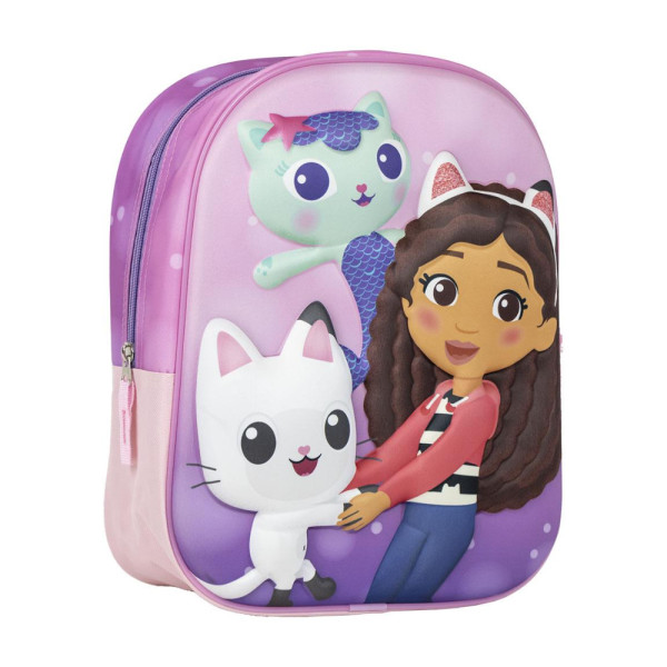Mochila Guardería 3D La Casa de Muñecas de Gabby Friends Lila Niña