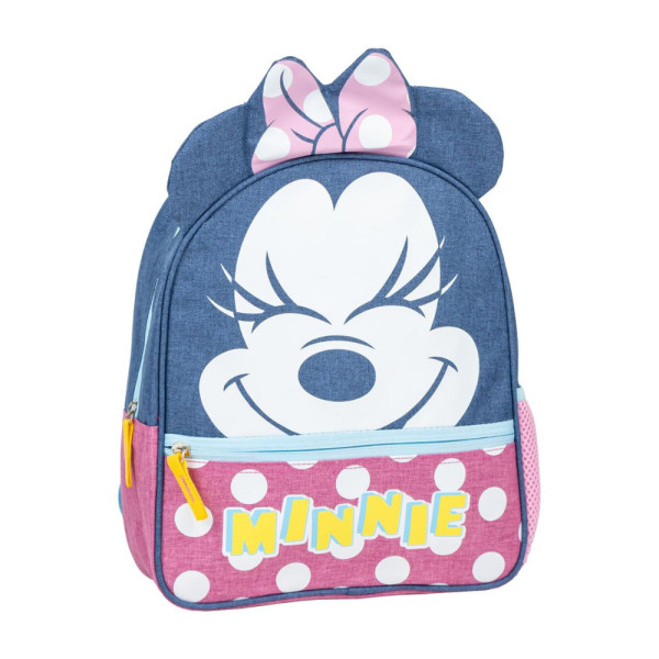 Mochila Guardería Denim Minnie Mouse Azul Niña