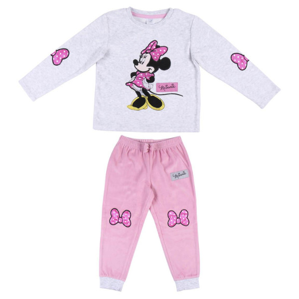 Pijama Velour Manga Larga Minnie Mouse Gris y Rosa Niña