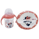Set 3Pcs Vaso Entrenamiento 250 ML Plato y Cuchara Minnie Mouse Heart Full