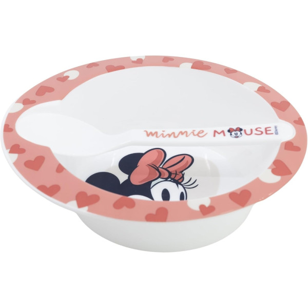 Set Micro Toddler 2 Pcs Cuenco y Cuchara Minnie Mouse Heart Full