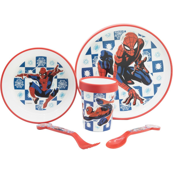 Set 5 Pcs Antideslizante Premium Bicolor En Estuche Spiderman Arachnid Grid