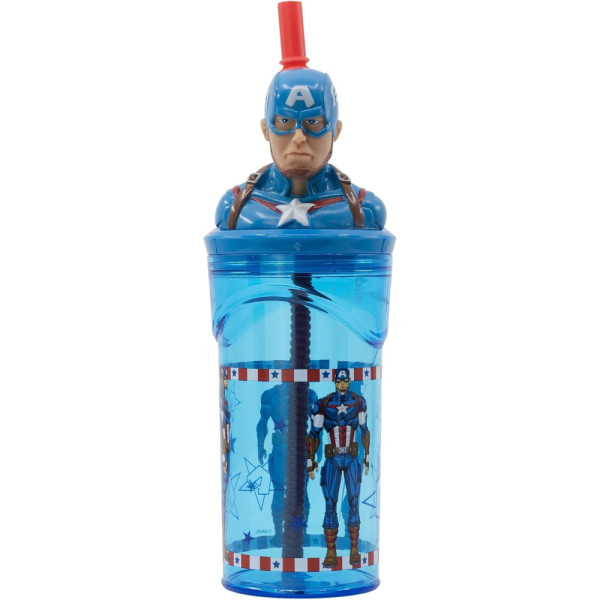 Vaso Figurita 3D 360 ML Avengers Invincible Force Capitán América