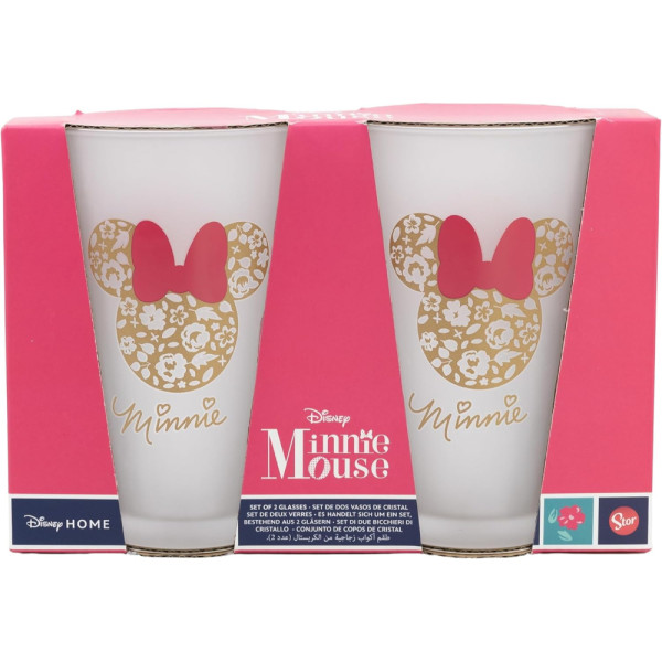 Set 2 Vasos Casual de Cristal 490 ML Minnie Mouse Gardening 