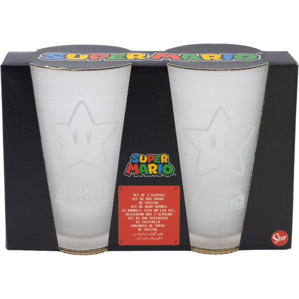 Set 2 Vasos Casual de Cristal 490 ML Super Mario 
