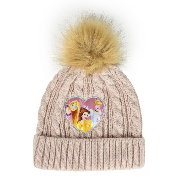 Gorro con Pompón Princesas Beige Niña