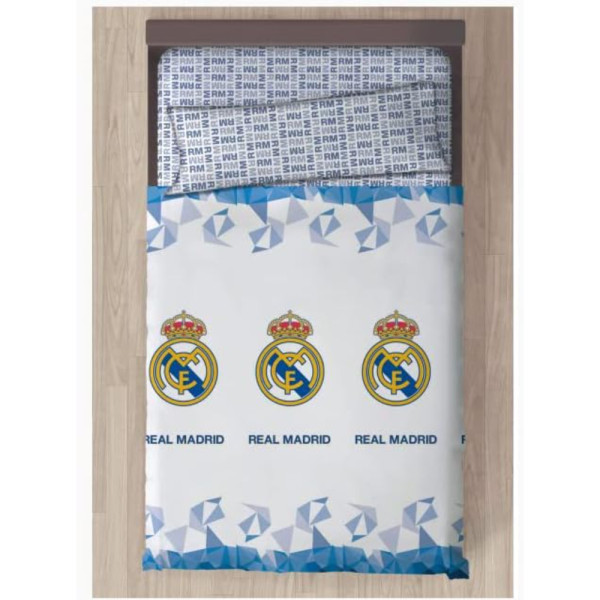 Juego de Sábanas 3 Piezas Real Madrid Blancas Para Cama de 150