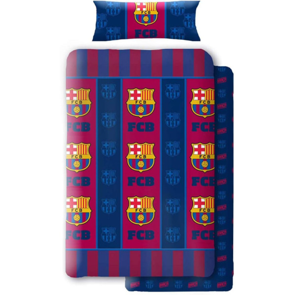 Juego de Sábanas 3 Piezas Coralina FC Barcelona Rayas Para Cama de 135