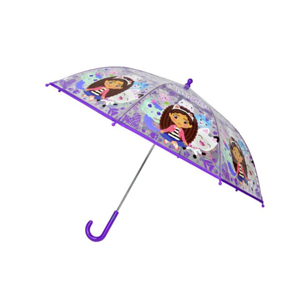 Paraguas Transparente La Casa de Muñecas de Gabby Manual Morado