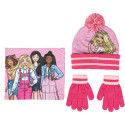 Set de Invierno Braga Para Cuello Gorro Guantes Barbie Niña