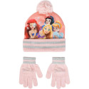 Set de Invierno Guantes y Gorro con Pompón Princesas Rosa Niña