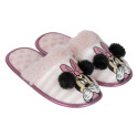 Zapatillas de Casa Minnie Mouse Rosas Rayas Pompones Niña