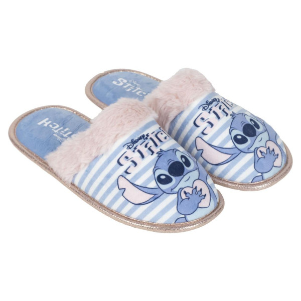 Zapatillas de Casa Stitch Rosa y Azul a Rayas Niña