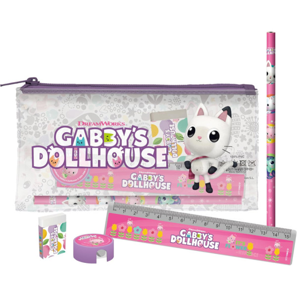 Estuche Portatodo Transparente con Material La Casa de Muñecas de Gabby