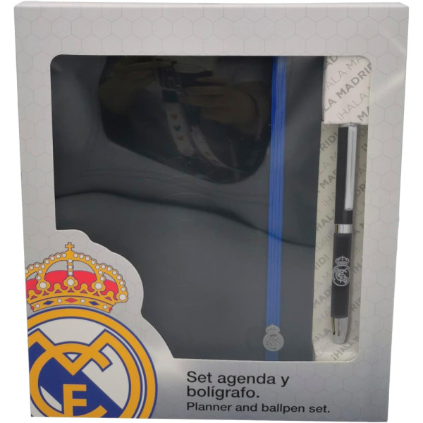Set de Agenda y Bolígrafo Negro Real Madrid