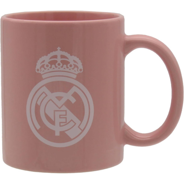 Taza de Cerámica Real Madrid Rosa Escudo Blanco 330 ML