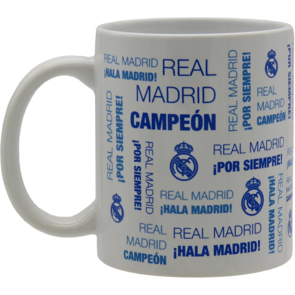 Taza de Cerámica Real Madrid Blanca Mensajes 330 ML