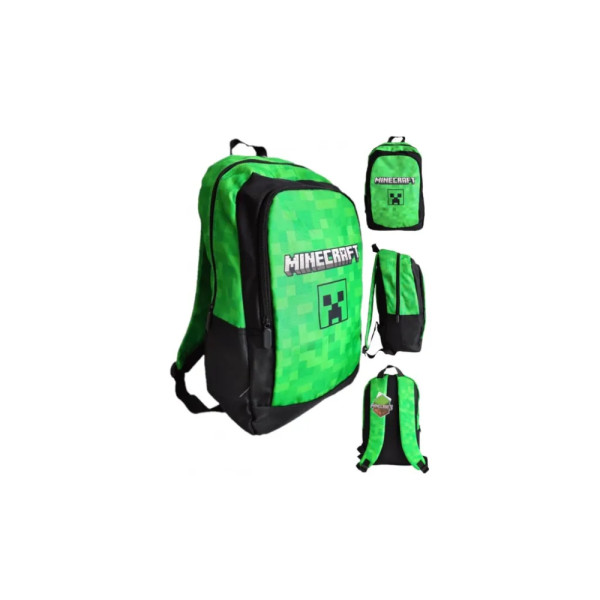 Mochila Doble Compartimento Minecraft Verde