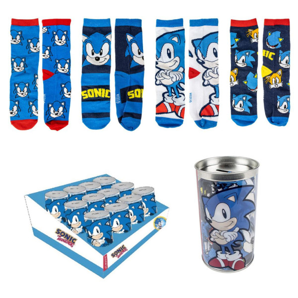 Pack 4 Calcetines en Lata Sonic Niño
