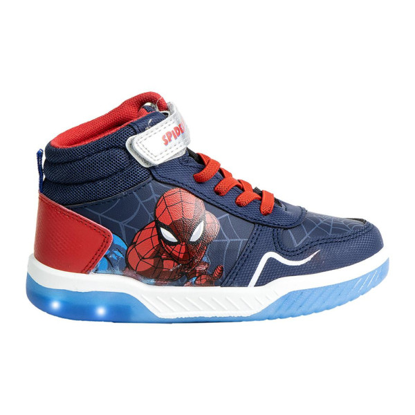 Zapatillas Deportivas Altas con Luces Spiderman Azul Marino y Rojo Niño
