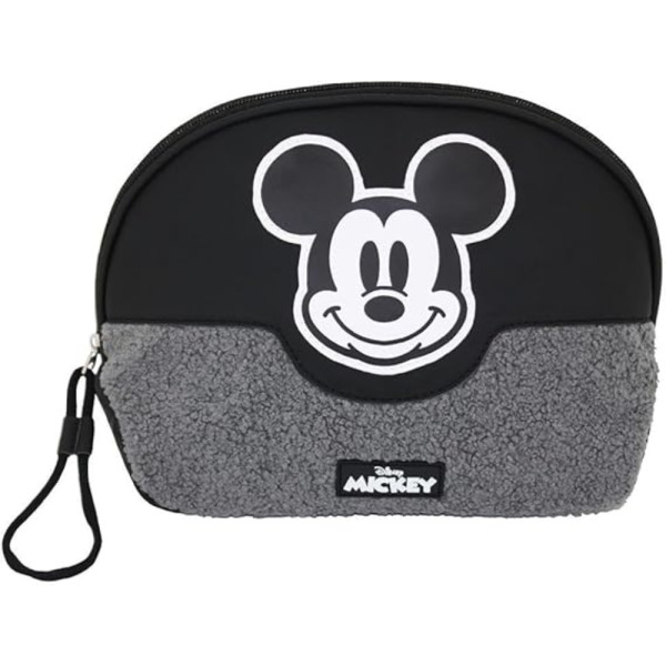Neceser Aseo Viaje Mickey Mouse Media Luna Negro y Gris