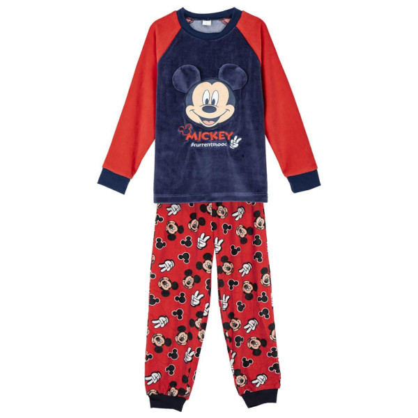Pijama Manga Larga Coralina Mickey Mouse Bordado Niño