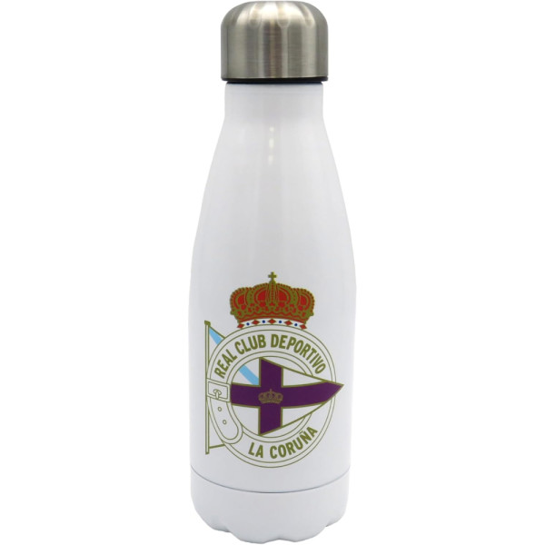 Botella de Acero Inoxidable Deportivo de La Coruña Blanca Escudo 550 ML