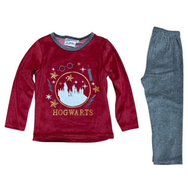 Pijama Manga Larga Harry Potter Rojo y Gris Niña