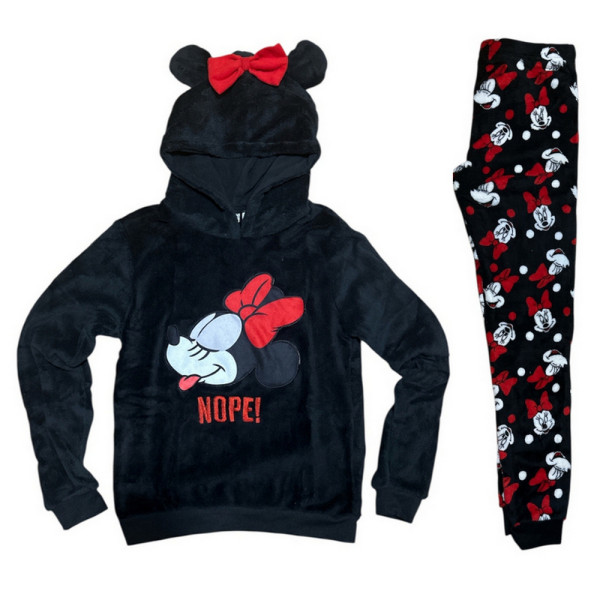 Pijama Manga Larga Coralina Minnie Mouse Nope! Negro Mujer 