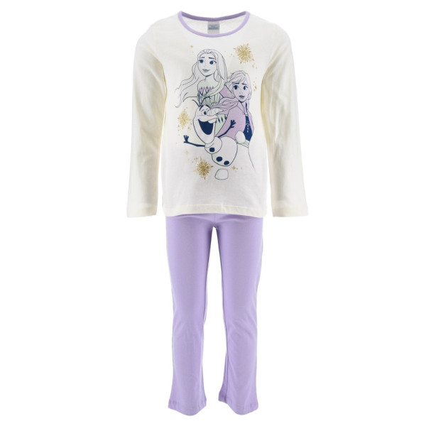 Pijama Manga Larga Frozen Friends Blanco y Lila Niña