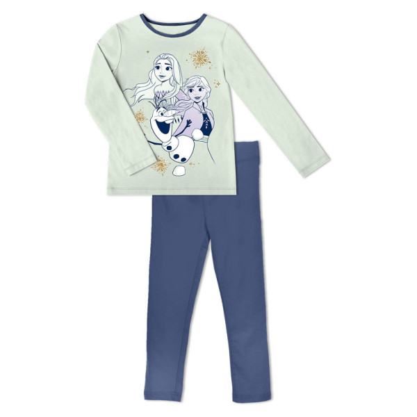 Pijama Manga Larga Frozen Friends Turquesa y Azul Niña