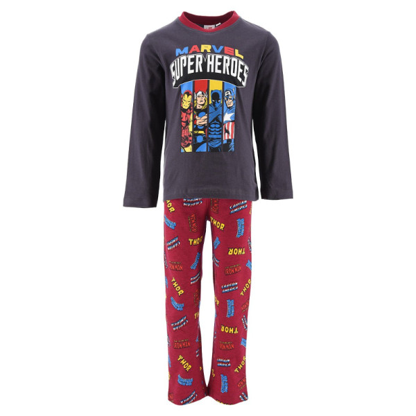 Pijama Manga Larga Avengers Super Heroes Gris Oscuro Niño