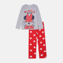 Pijama Manga Larga Minnie Mouse You Go Girl Gris Claro y Rojo Niña