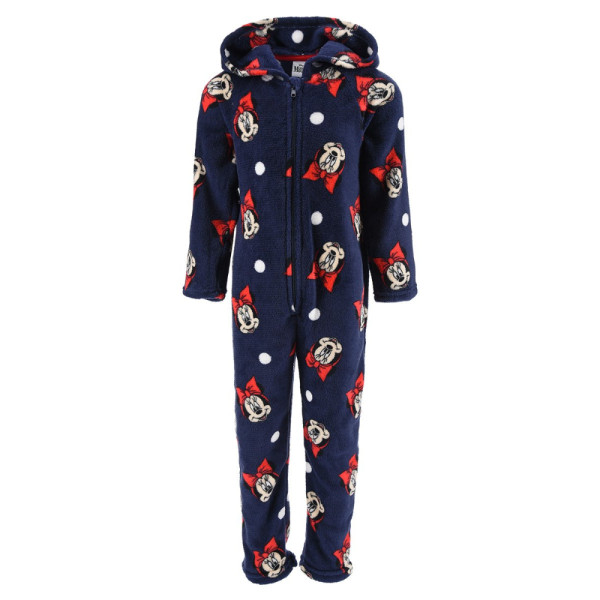 Pijama Dormilón Manga Larga Minnie Mouse Lazo Azul Marino Niña