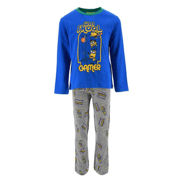 Pijama Manga Larga Minions Old Skool Gamer Azul Niño