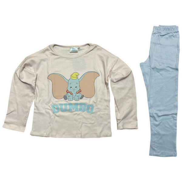 Pijama Manga Larga Dumbo Rosa y Azul Niña