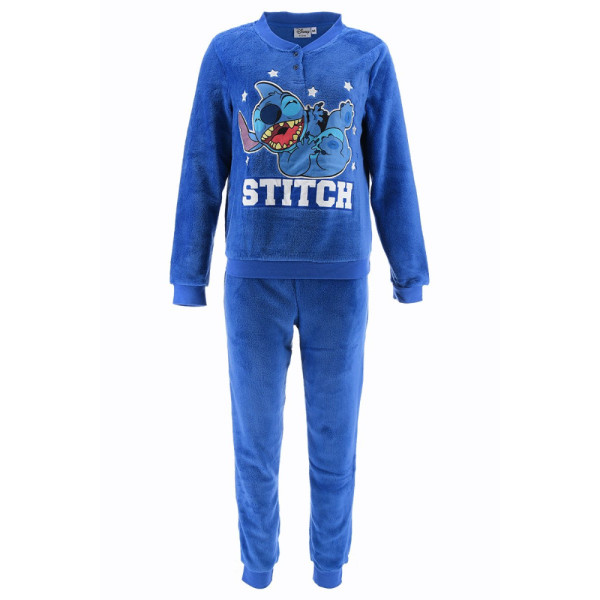 Pijama Manga Larga Coralina Stitch Happy Azul Mujer
