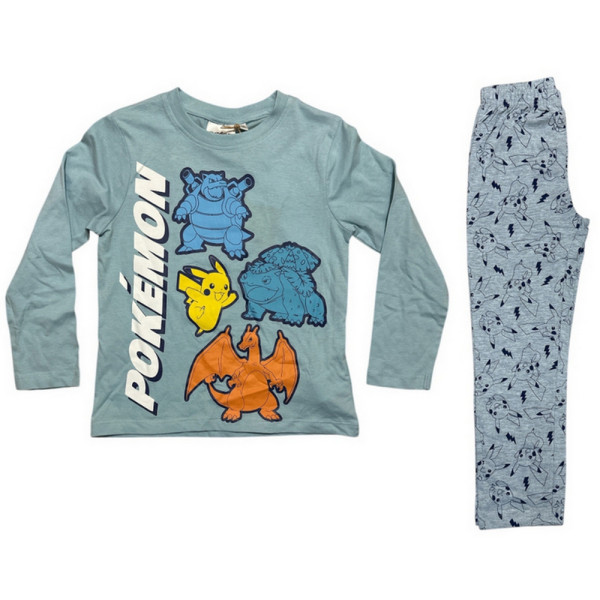 Pijama Manga Corta Pokémon Characters Azul y Gris Niño