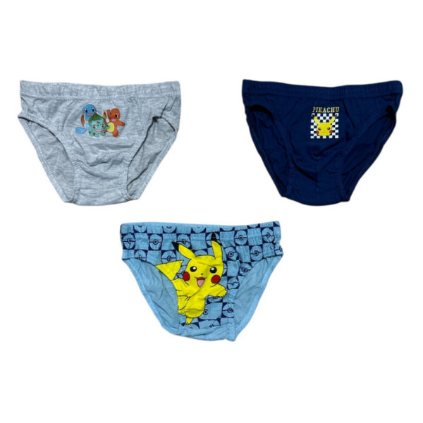 Pack Tres Slips Pokémon Varios Colores Niño